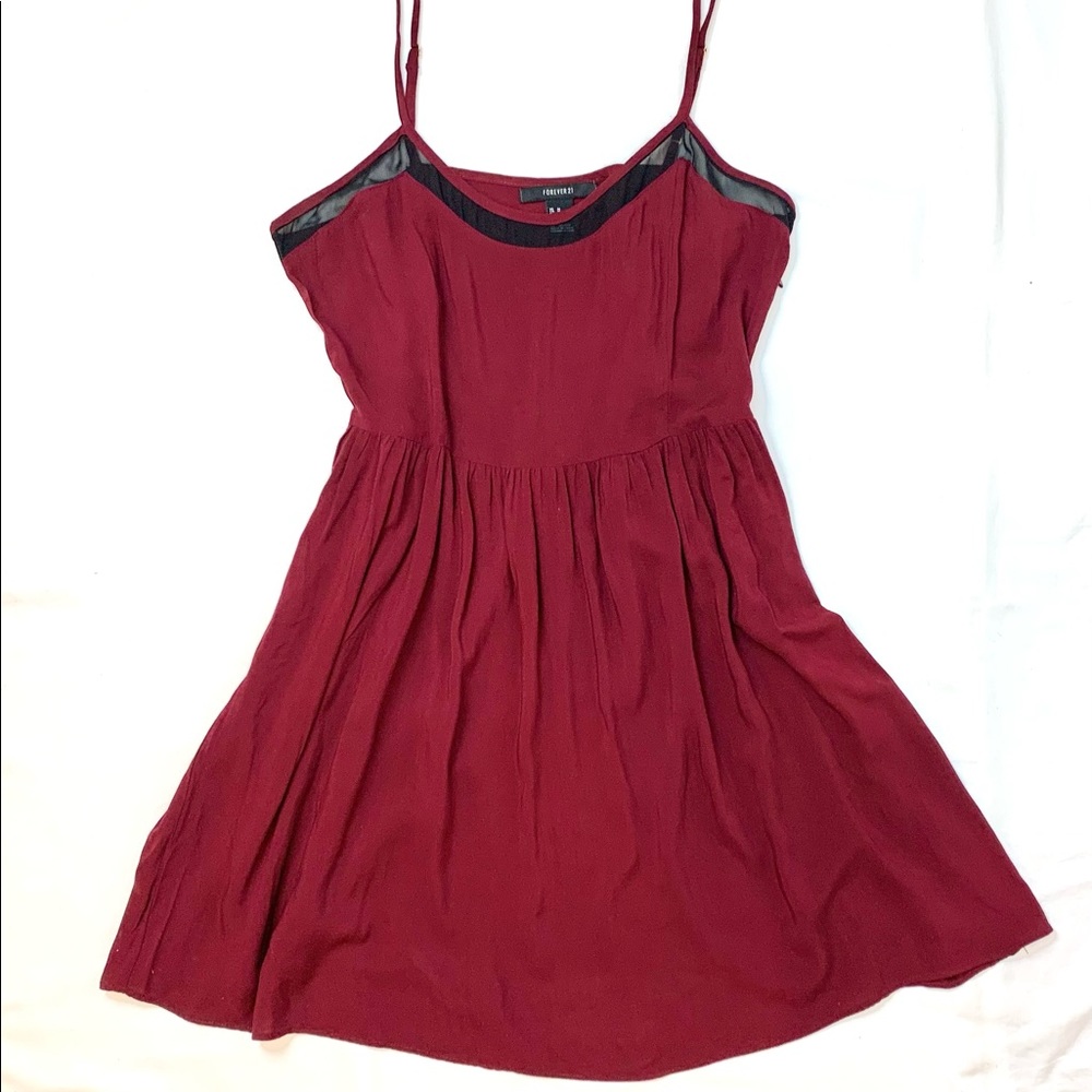 Forever 21 Mini Summer Dress Spaghetti Straps Burgundy Medium size